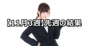 【2019年11月3週】中央競馬 先週の的中結果